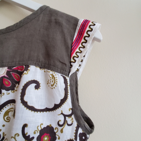 COPY - Vintage 100% Linen patchwork top with buttons and waist strings - Picture 8 of 12